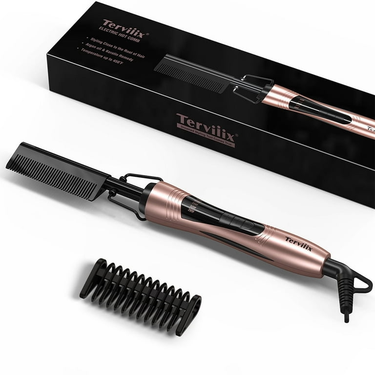 Terviiix Electric Hot Comb, Anti-Scald Straightening for Black
