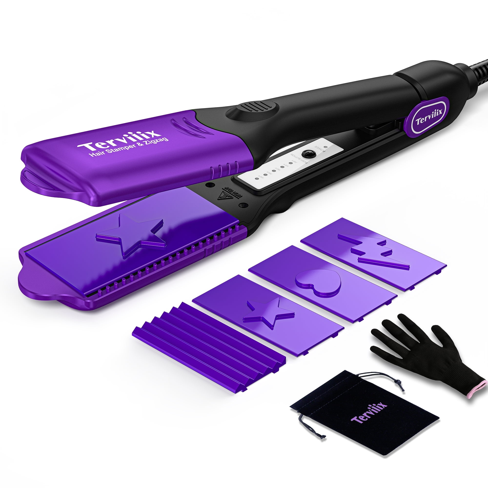 Terviiix Ceramic Hair Crimper Tool with 4 Interchangeable