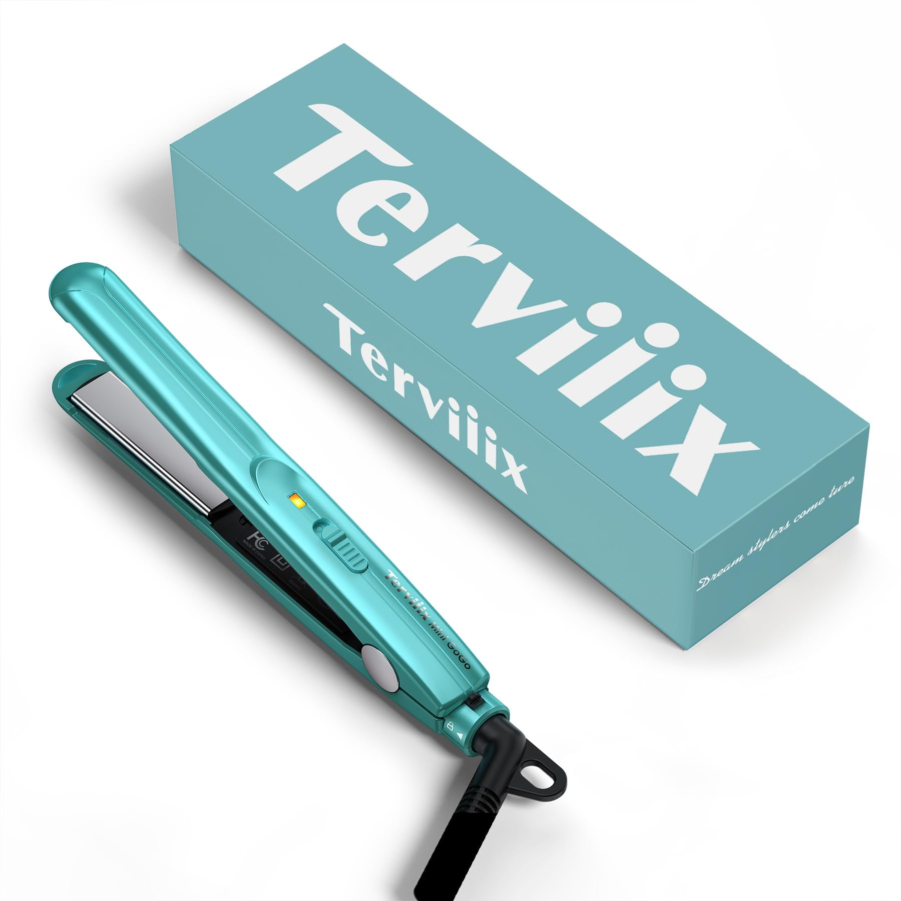 Terviiix Mini Flat Iron for Travel, 1/2'' Small Portable Hair Straightener for Hair Styling, Blue