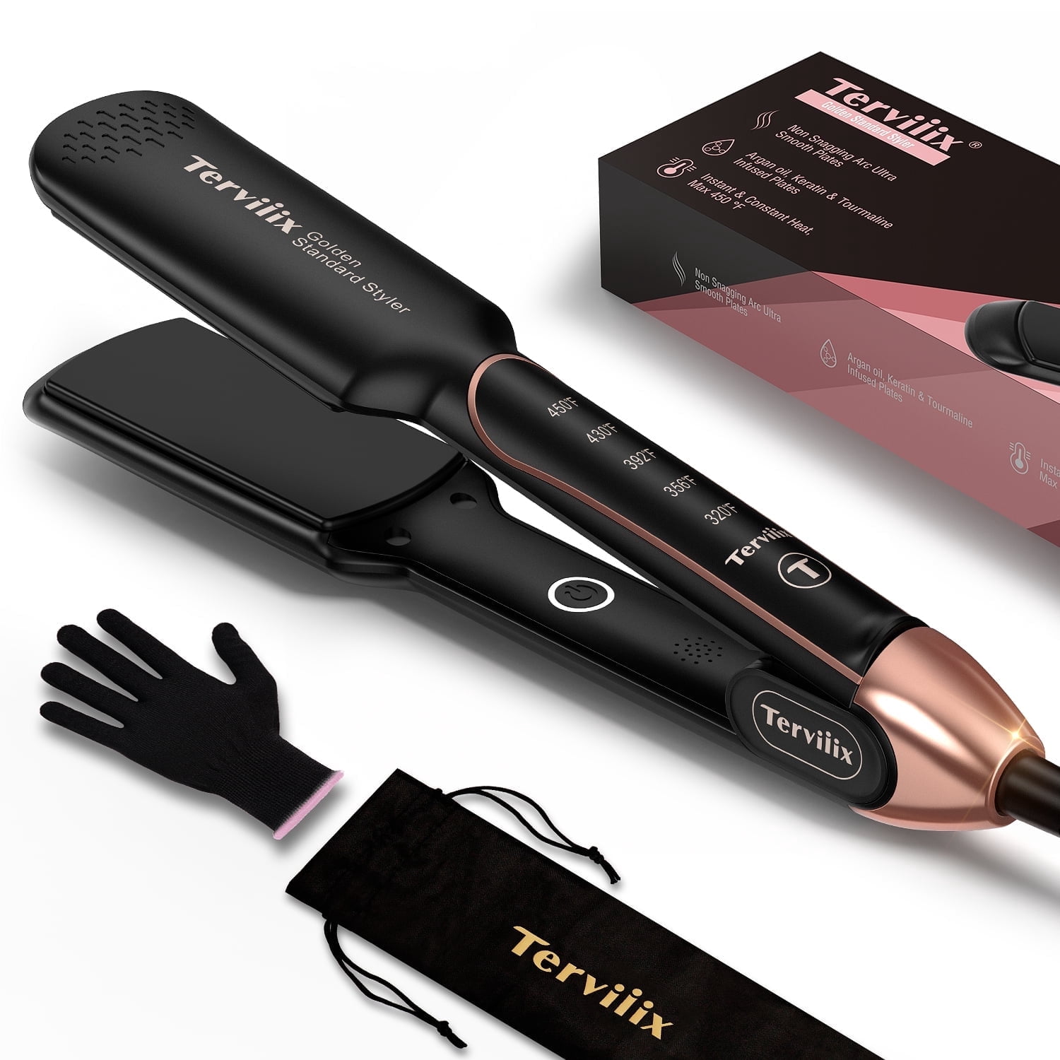 Terviiix Professional Wide Flat Iron for Hair, 1.75 Ceramic Hair Straightener for Thick Hair