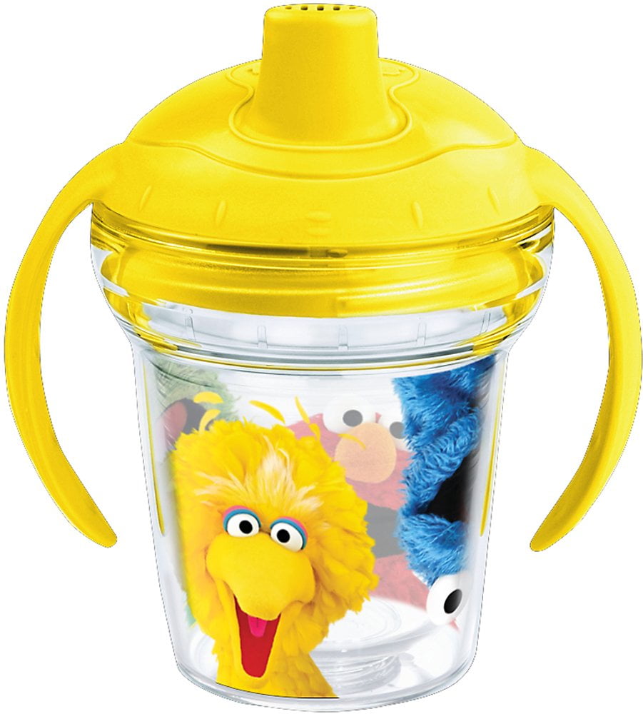 Tervis 1242375 Sesame Street Insulated Tumbler with Wrap and Bumblebee Yellow Lid, 6 oz Sippy Cup - Tritan, Clear