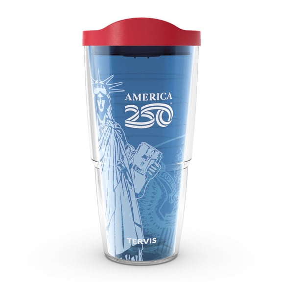 Tervis America250 - Liberty Blue Made in USA Double Walled Insulated Tumbler Travel Cup Keeps Drinks Cold & Hot, 24OZ,