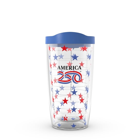 Tervis America250 - Patriotic Star Confetti Made in USA Double Walled Insulated Tumbler Travel Cup Keeps Drinks Cold & Hot, 16OZ,