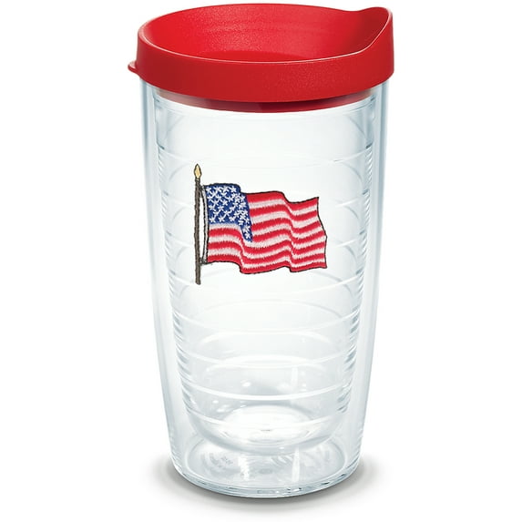 Tervis American Flag Made in USA Double Walled Insulated Tumbler Travel Cup Keeps Drinks Cold & Hot, 16oz, Classic