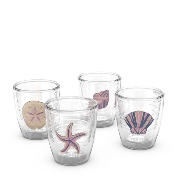 Tervis Beachcomber Collection Made in USA Double Walled Insulated Tumbler Travel Cup Keeps Drinks Cold & Hot, 12oz - 4pk, Assorted