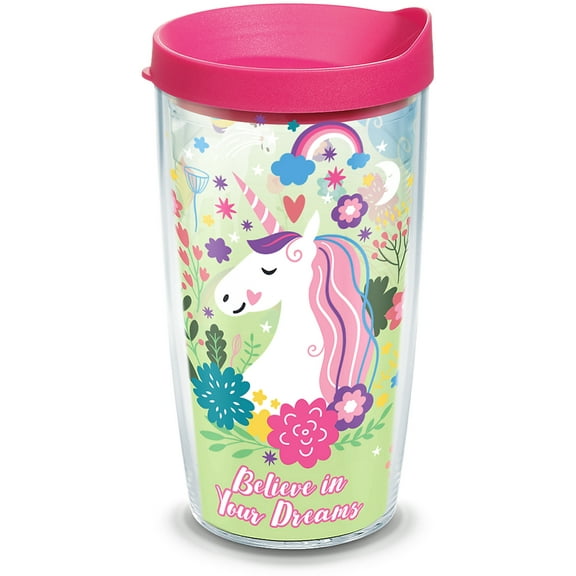Tervis Believe In Dreams Unicorn Made in USA Double Walled  Insulated Tumbler Travel Cup Keeps Drinks Cold & Hot, 16oz, Classic