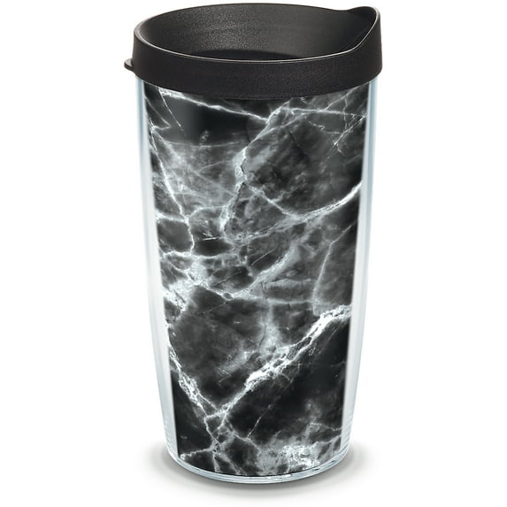Tervis Black Marble Made in USA Double Walled Insulated Travel Tumbler, Classic 16oz