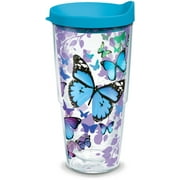 Tervis Blue Endless Butterfly Made in USA Double Walled  Insulated Tumbler Travel Cup Keeps Drinks Cold & Hot, 24oz, Classic