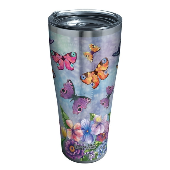 Tervis Butterfly Garden Triple Walled Insulated Tumbler Travel Cup Keeps Drinks Cold & Hot, 30oz Legacy, Stainless Steel