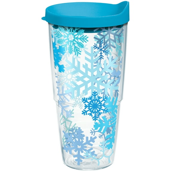 Tervis Christmas Holiday Blue Winter Snowflakes Made in USA Double Walled Insulated Tumbler Travel Cup Keeps Drinks Cold & Hot, 24oz, Classic