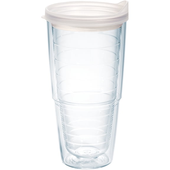 Tervis Clear & Colorful Lidded Made in USA Double Walled  Insulated Tumbler Travel Cup Keeps Drinks Cold & Hot, 24oz, Clear Lid