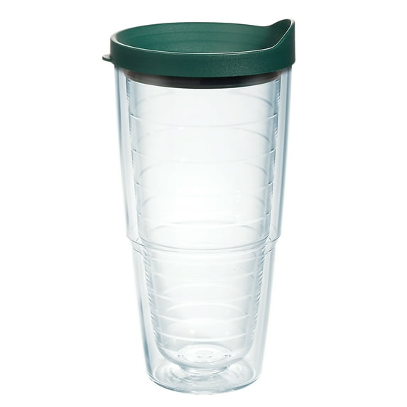 Tervis Clear & Colorful Lidded Made in USA Double Walled Insulated Travel Tumbler, Hunter Green Lid 24oz