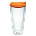 thumbnail image 1 of Tervis Clear & Colorful Lidded Made in USA Double Walled Insulated Tumbler Travel Cup Keeps Drinks Cold & Hot, 24oz, Orange Lid, 1 of 9