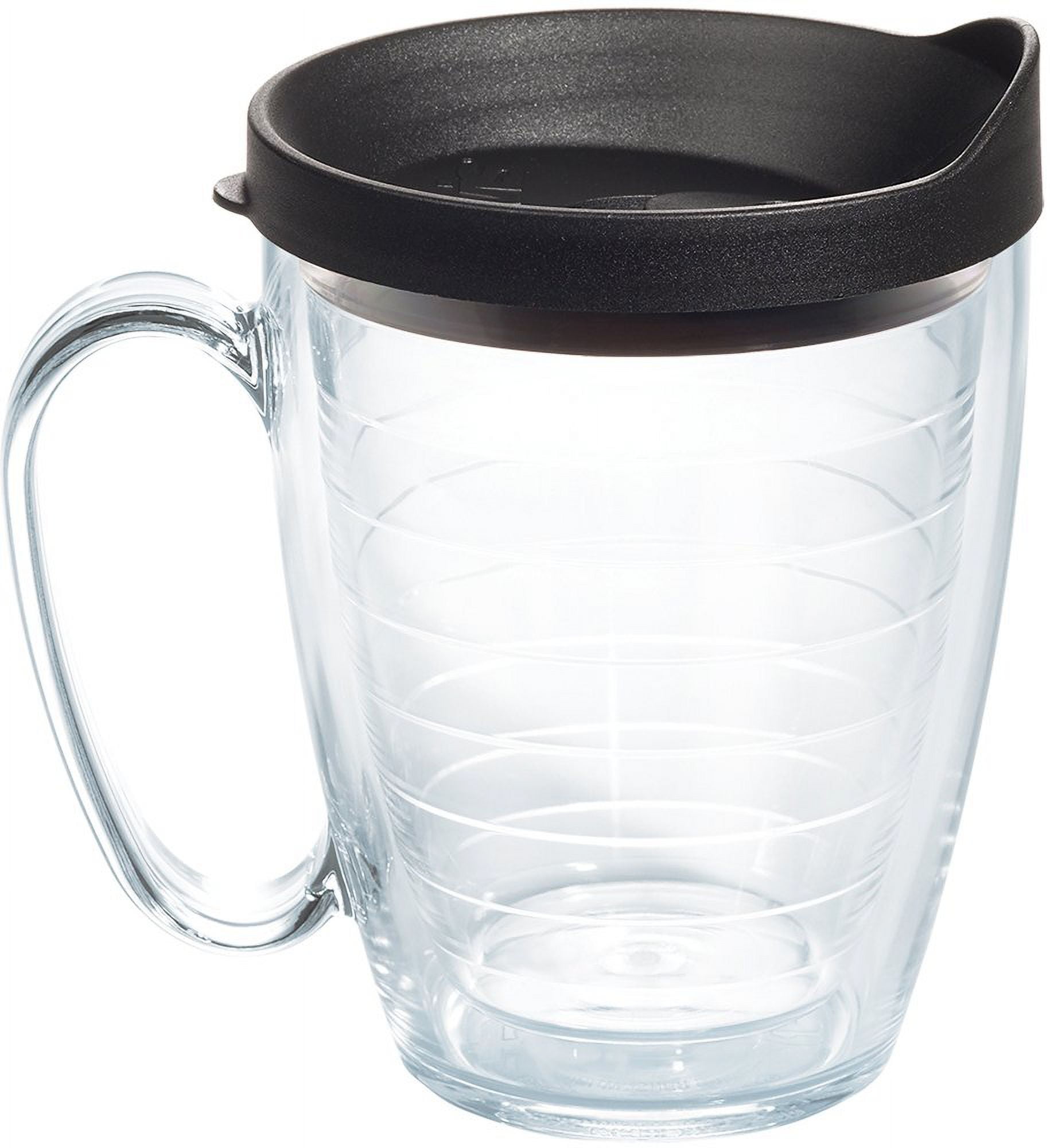 Clear Double-Walled Insulated Travel Tumbler with Black Lid, 16oz