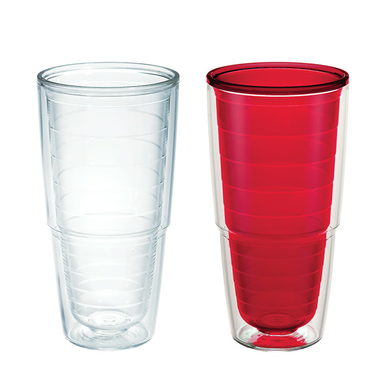 Tervis Clear & Colorful Tabletop Made in USA Double Walled Insulated  Tumbler Travel Cup Keeps Drinks Cold & Hot, 24oz - 2pk, Clear and Red 