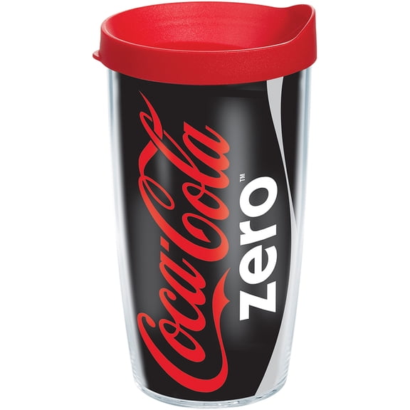 Tervis Coca-Cola - Coke Zero Can Made in USA Double Walled Insulated Tumbler Travel Cup Keeps Drinks Cold & Hot, 16oz, Red Lid