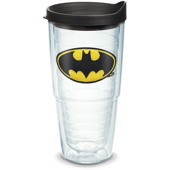 Tervis DC Comics Batman Emblem Made in USA Double Walled  Insulated Tumbler Travel Cup Keeps Drinks Cold & Hot, 24oz, Clear - Black Lid