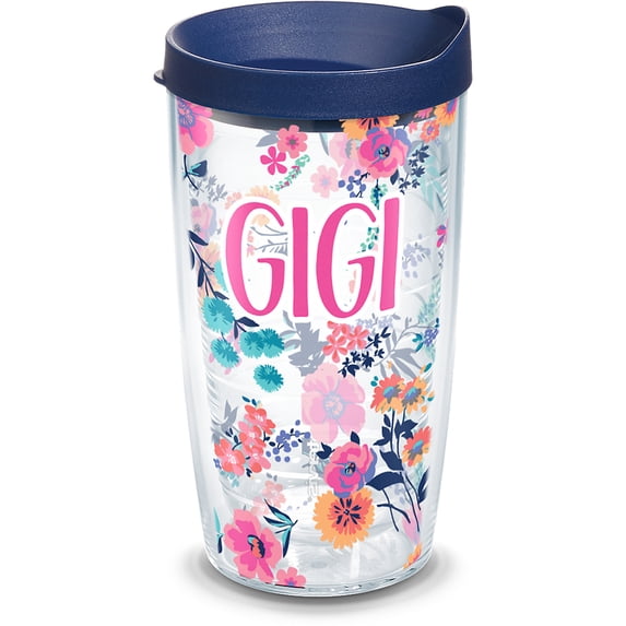 Tervis Dainty Floral Mother's Day Made in USA Double Walled Insulated Tumbler Travel Cup Keeps Drinks Cold & Hot, 16oz, Gigi