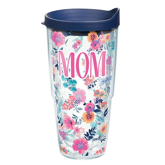 Tervis Dainty Floral Mother's Day Made in USA Double Walled Insulated Tumbler Travel Cup Keeps Drinks Cold & Hot, 24oz, Mom