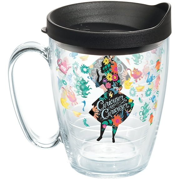 Tervis Disney - Alice In Wonderland - Curiouser Made in USA Double Walled Insulated Tumbler Travel Cup Keeps Drinks Cold & Hot, 16oz Mug, Classic
