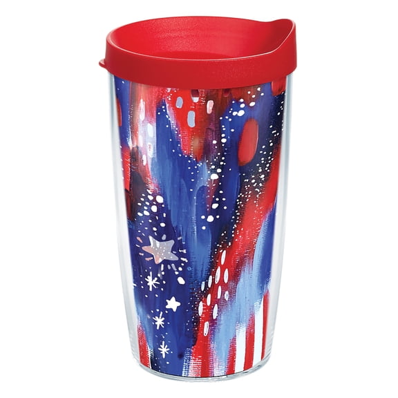 Tervis EttaVee - Americana Stars Made in USA Double Walled Insulated Tumbler Travel Cup Keeps Drinks Cold & Hot, 16oz, Classic