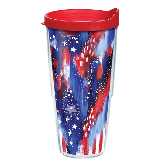 Tervis EttaVee Americana Stars Made in USA Double Walled  Insulated Tumbler Travel Cup Keeps Drinks Cold & Hot, 24oz, Clear