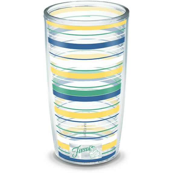 Tervis Fiesta Meadow Stripes Made in USA Double Walled Insulated Tumbler Cup Keeps Drinks Cold & Hot, 16oz, Classic Unlidded