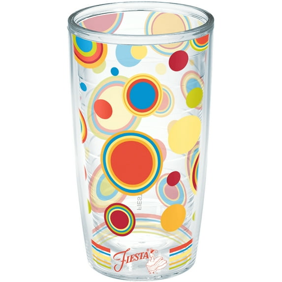 Tervis Fiesta Poppy Dots Made in USA Double Walled Insulated Tumbler Cup Keeps Drinks Cold & Hot, 16oz, Classic - Unlidded