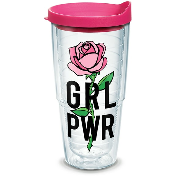 Tervis Girl Power Made in USA Double Walled Insulated Tumbler Travel Cup Keeps Drinks Cold & Hot, 24oz, Clear