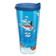 Tervis Guy Harvey Shark Collage Made in USA Double Walled Insulated Tumbler Travel Cup Keeps Drinks Cold & Hot, 24oz, Classic