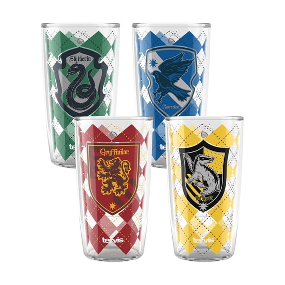 Tervis Harry Potter House Rules Collection Made in USA Double Walled Insulated Tumbler Travel Cup Keeps Drinks Cold & Hot, 16oz - 4pk, Assorted