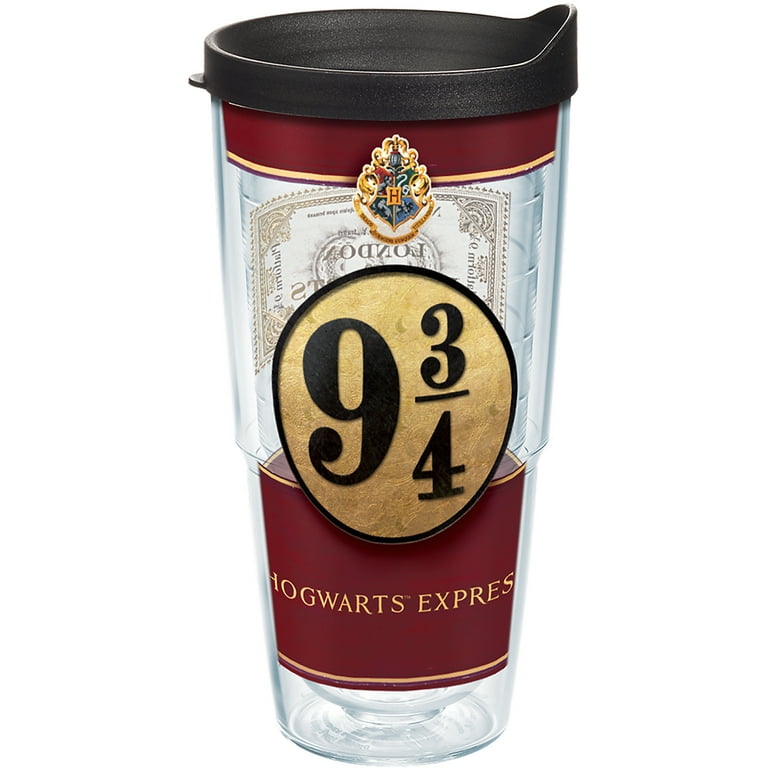 Harry Potter Train Platform 9 3/4 Logo 16 oz Foil Travel Cup with Straw  UNUSED