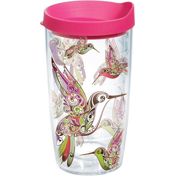 Tervis Hummingbirds Made in USA Double Walled Insulated Tumbler Travel Cup Keeps Drinks Cold & Hot, 16oz, Clear