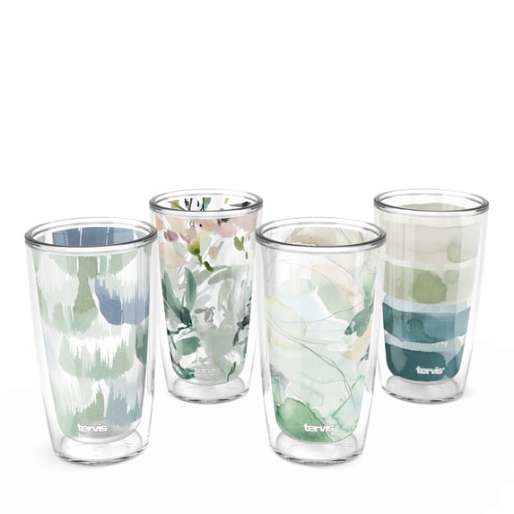 Tervis Kelly Ventura - Abstract Collection Made in USA Double Walled Insulated Tumbler Travel Cup Keeps Drinks Cold & Hot, 16oz 4pk, Assorted