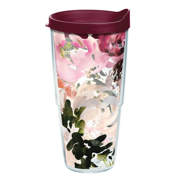 Tervis Kelly Ventura - Floral Collection Made in USA Double Walled Insulated Tumbler Travel Cup Keeps Drinks Cold & Hot, 24oz - Classic, Posy