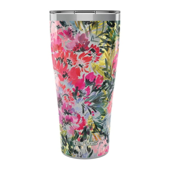 Tervis Kelly Ventura Floral Collection Triple Insulated Tumbler Travel Cup Keeps Drinks Cold & Hot, 30oz Legacy - Stainless Steel, Perennial Garden