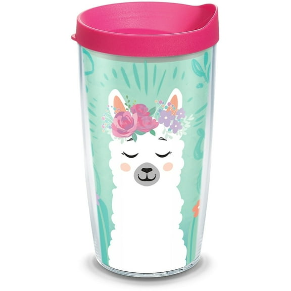 Tervis Llama Flora Made in USA Double Walled Insulated Travel Tumbler, Clear 16oz