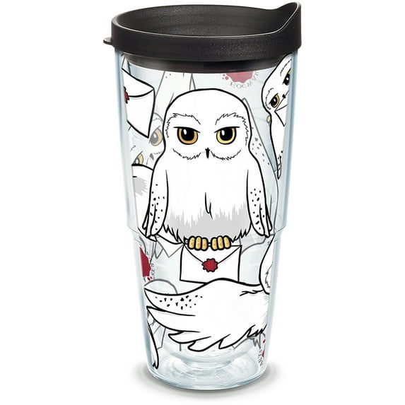 Tervis Made in USA Double Walled Harry Potter - Hedwig Insulated Tumbler Cup Keeps Drinks Cold & Hot, 24oz, Clear