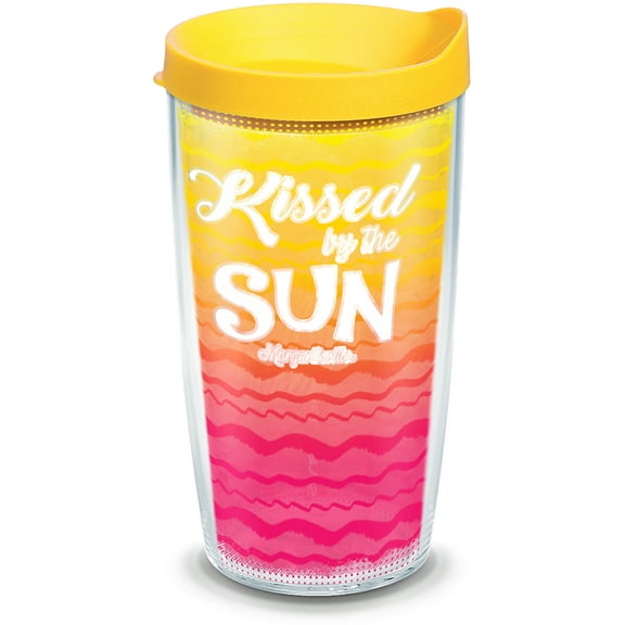 Tervis Margaritaville - Kissed By Sun Made in USA Double Walled Insulated Tumbler Travel Cup Keeps Drinks Cold & Hot, 16oz, Clear