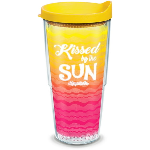 Tervis Margaritaville - Kissed By Sun Made in USA Double Walled Insulated Tumbler Travel Cup Keeps Drinks Cold & Hot, 24oz, Clear