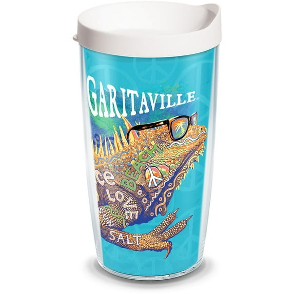 Tervis Margaritaville - Peace Love Salt Made in USA Double Walled Insulated Travel Tumbler, Clear 16oz