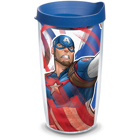 Tervis Marvel - Captain America Iconic Made in USA Double Walled  Insulated Tumbler Travel Cup Keeps Drinks Cold & Hot, 16oz, Classic