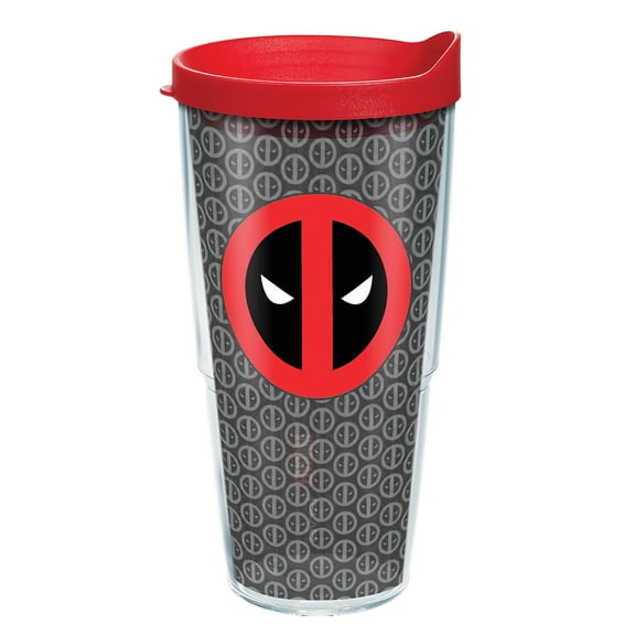 Tervis  Marvel Deadpool Icon Repeat Made in USA Double Walled Insulated Travel Tumbler, Classic 24oz