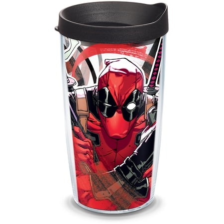 Tervis Marvel Deadpool Iconic Made in USA Double Walled Insulated Tumbler Travel Cup Keeps Drinks Cold & Hot, 16oz, Classic