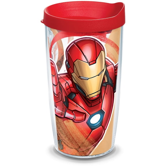 Tervis Marvel - Iron Man Made in USA Double Walled Insulated Tumbler Travel Cup Keeps Drinks Cold & Hot, 16oz, Classic