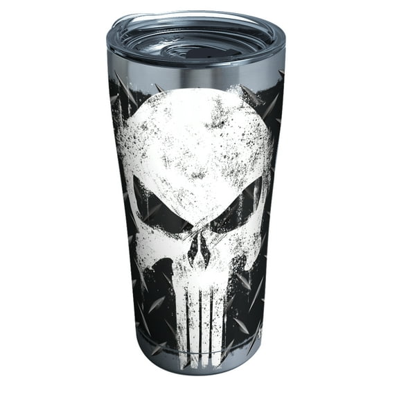 Tervis Marvel Punisher Triple Walled Insulated Tumbler Travel Cup Keeps Drinks Cold & Hot, 20oz, Stainless Steel