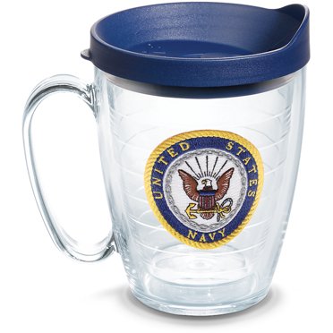 Tervis Insulated Tumbler – 16oz Double-Walled Mug, Keeps Drinks Hot & Cold, Made In USA With Lifetime Guarantee, Navy Logo