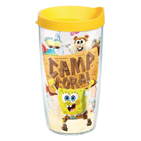 Tervis Nickelodeon SpongeBob SquarePants Camp Coral Made in USA Double Walled Insulated Tumbler Travel Cup Keeps Drinks Cold & Hot, 16oz, Classic