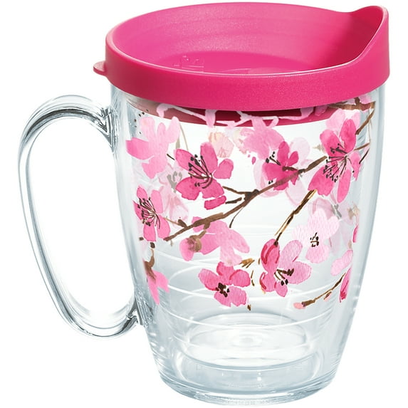 Tervis Sakura Japanese Cherry Blossom Made in USA Double Walled Insulated Tumbler Travel Cup Keeps Drinks Cold & Hot, 16oz Mug, Classic