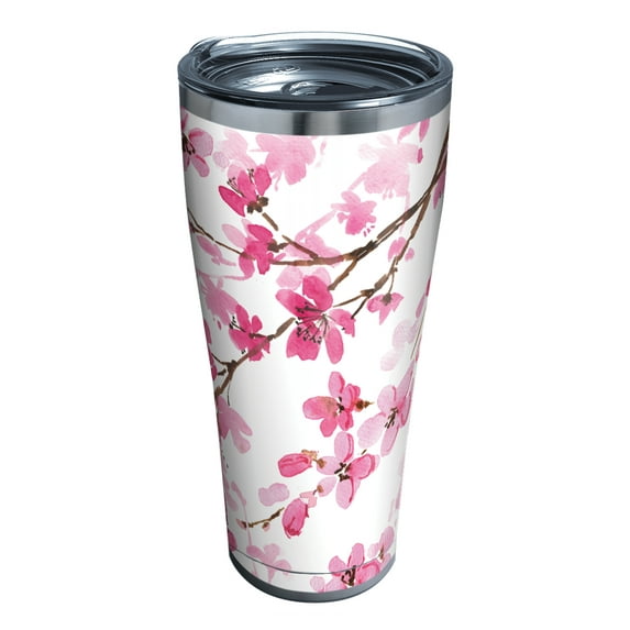 Tervis Sakura Japanese Cherry Blossom Triple Walled Insulated Tumbler Travel Cup Keeps Drinks Cold & Hot, 30oz, Stainless Steel